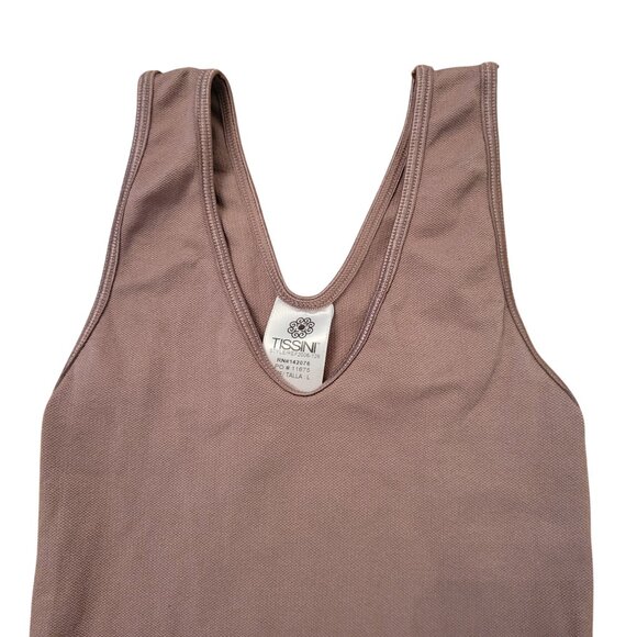 Tissini Colombia Bodysuit Shapewear L Brown V Neck Stretch Sleeveless - Picture 5 of 7